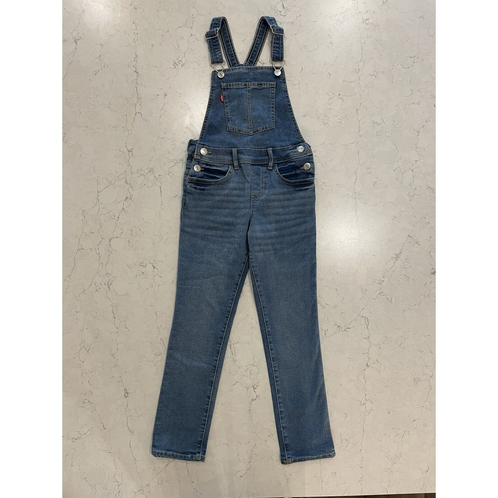 Youth Girls Classic Levis Blue Jean Overalls size 7 Regular Stretch